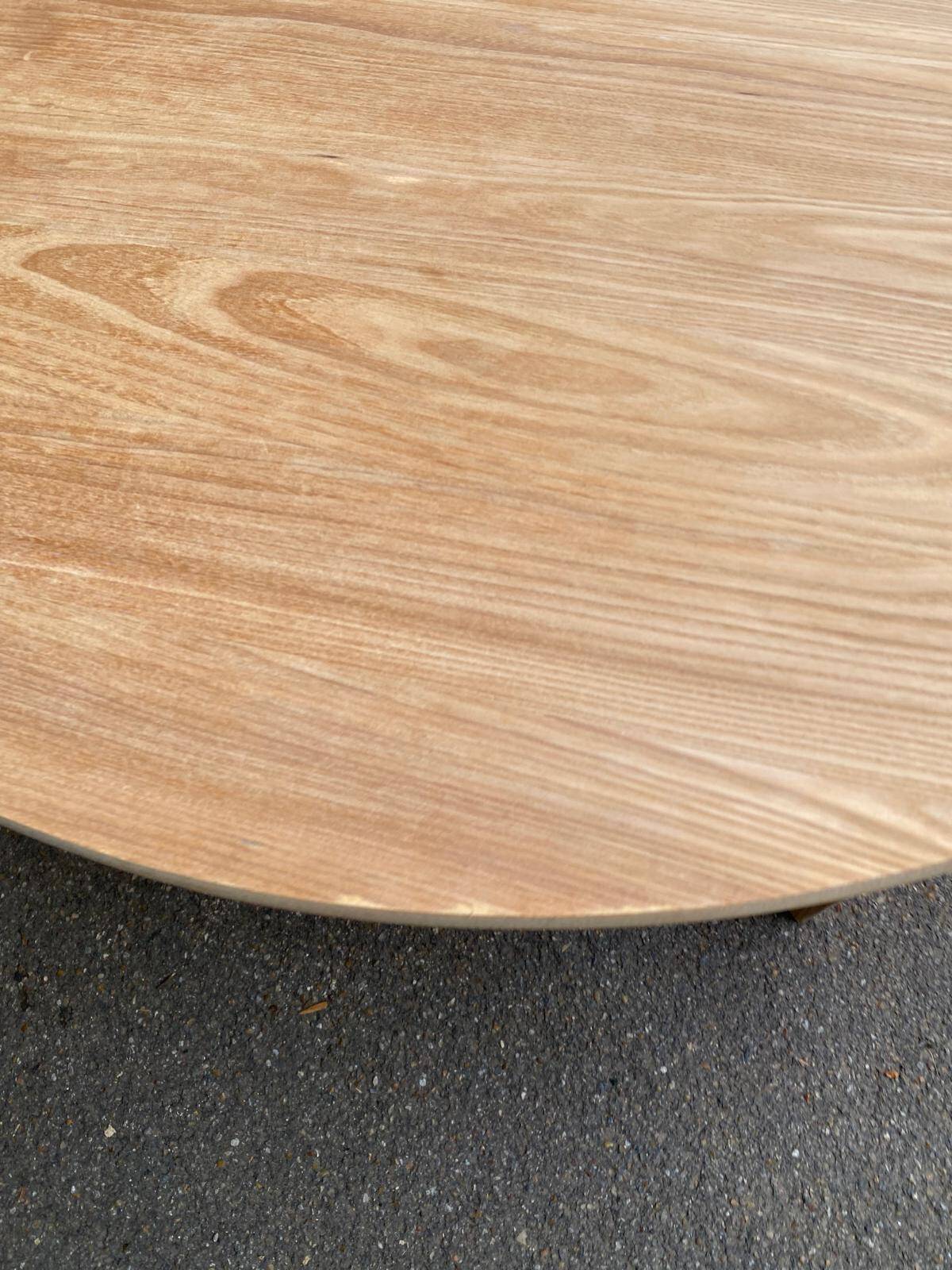 Scandinavian round extendable dining table stripped in raw oak 1980