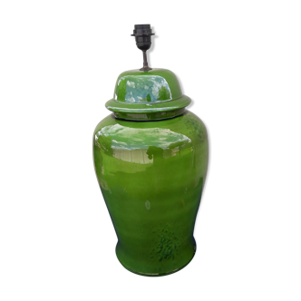 Green lamp foot bottle H 68 cm