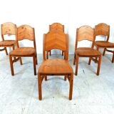 Vintage pine wood dining chairs - 1970s