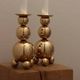 Pair of Swedish Brass Candle Holders, Mid-Century Style, Signed Gusum, Dated 1982
