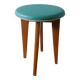 Vintage Scandinavian style wooden and water green leatherette stool