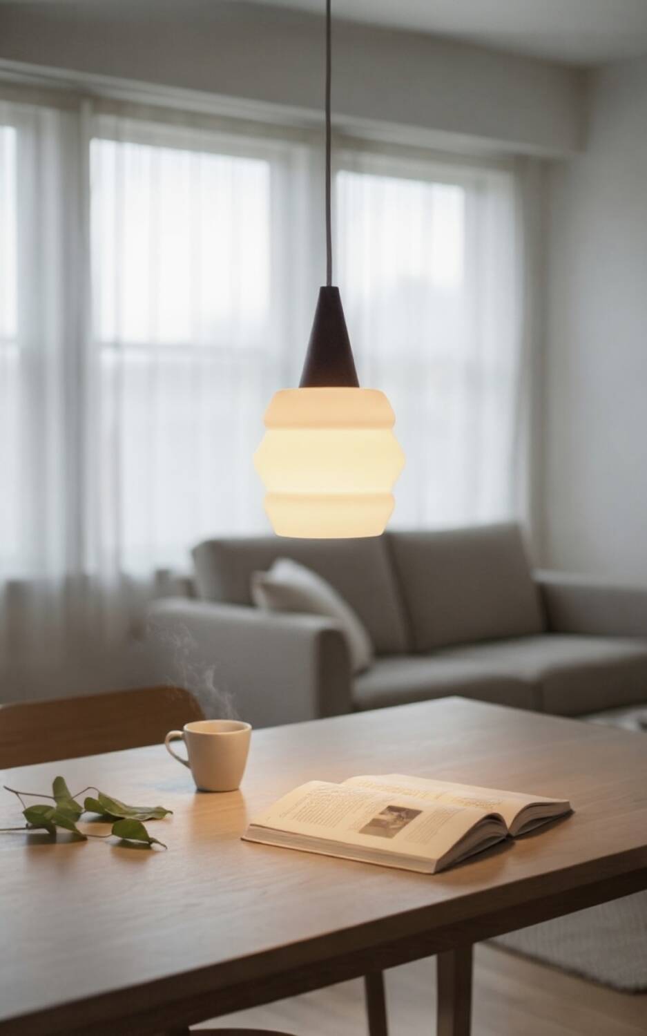 Scandinavian opaline pendant light by Louis Kalff for Philips