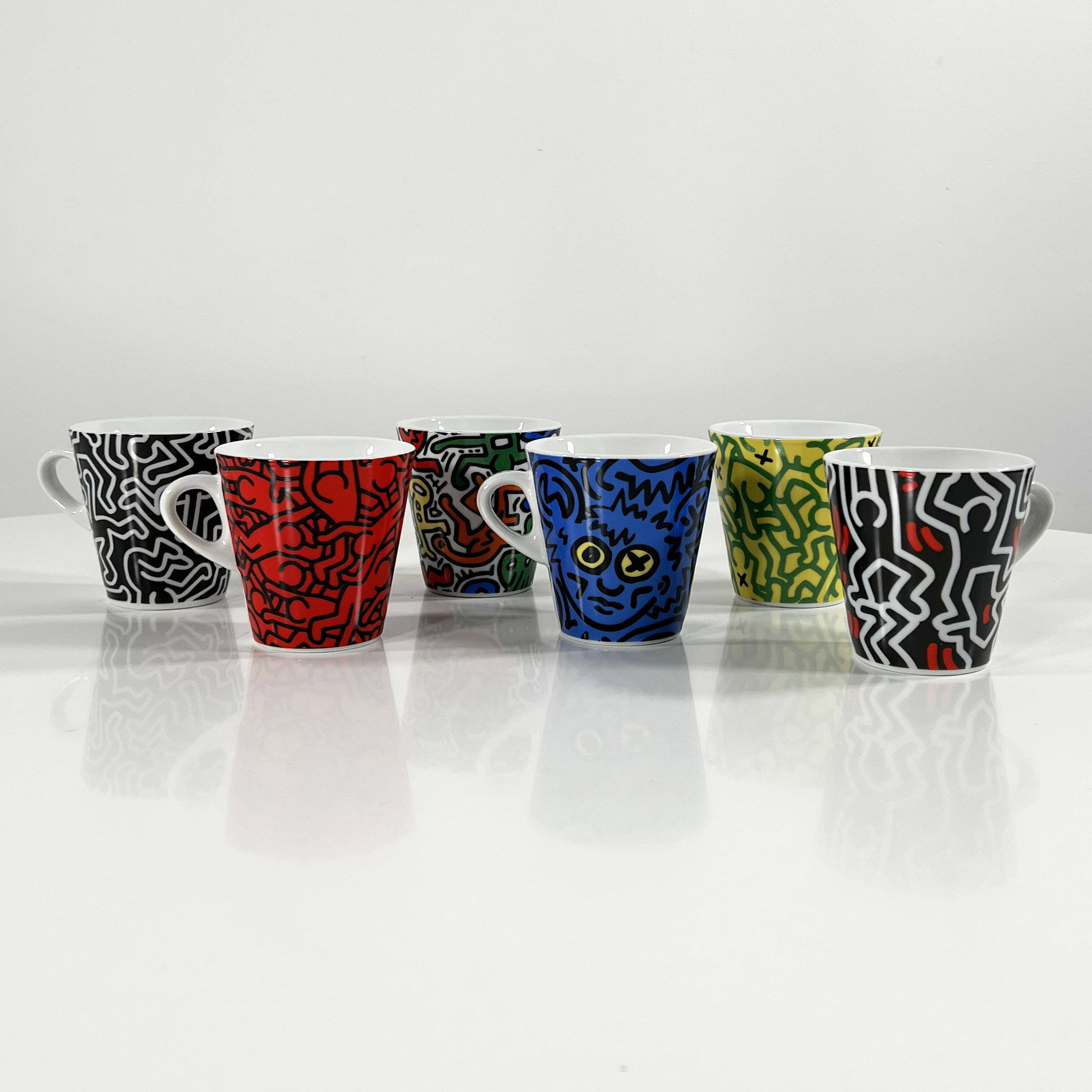 Set of 6 Keith Haring mugs for Tognana, 1990