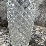 Vase en verre transparent vintage pointes diamants