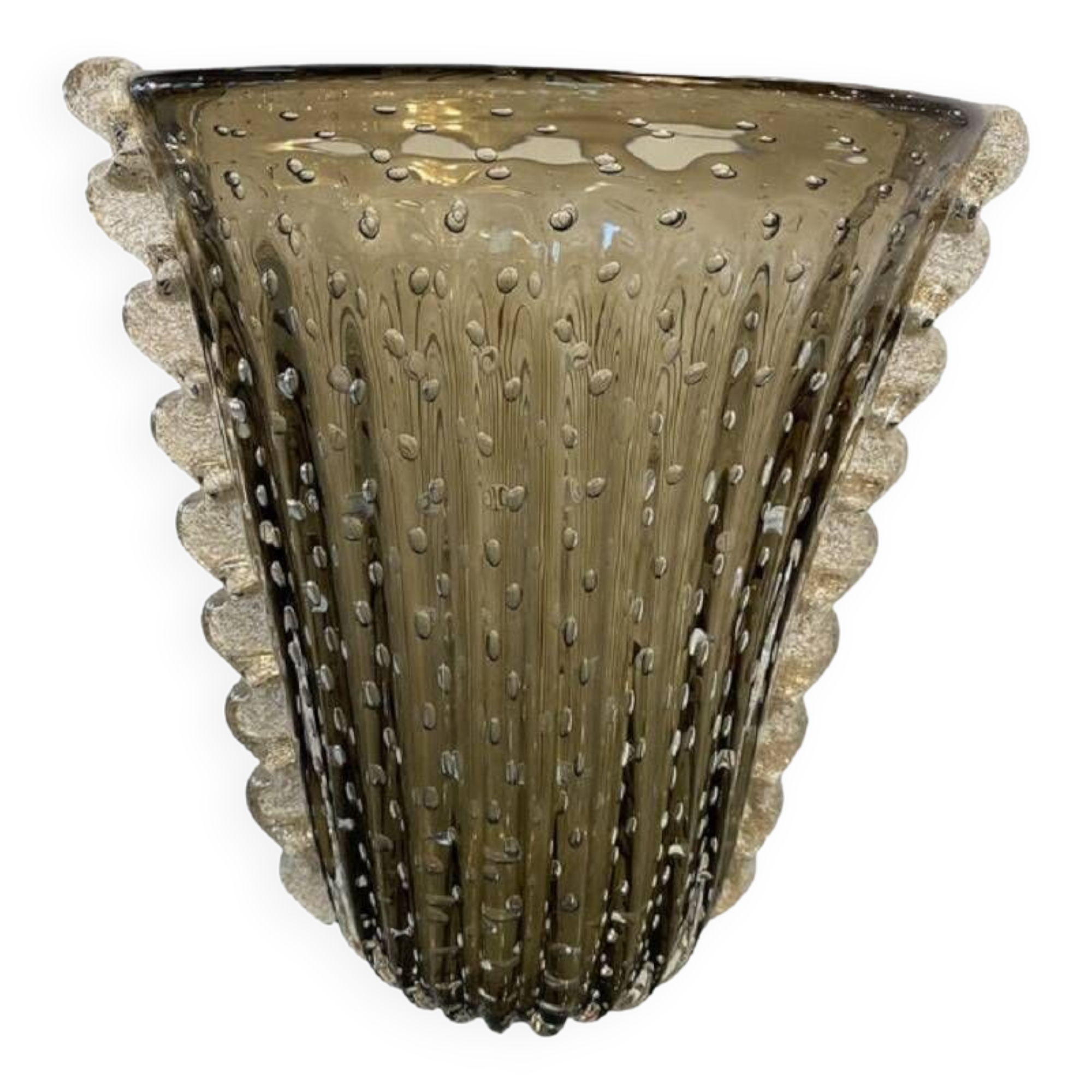 Contemporary handmade fume' with air balls murano glass style vase