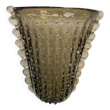 Contemporary handmade fume' with air balls murano glass style vase