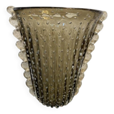 Contemporary handmade fume' with air balls murano glass style vase