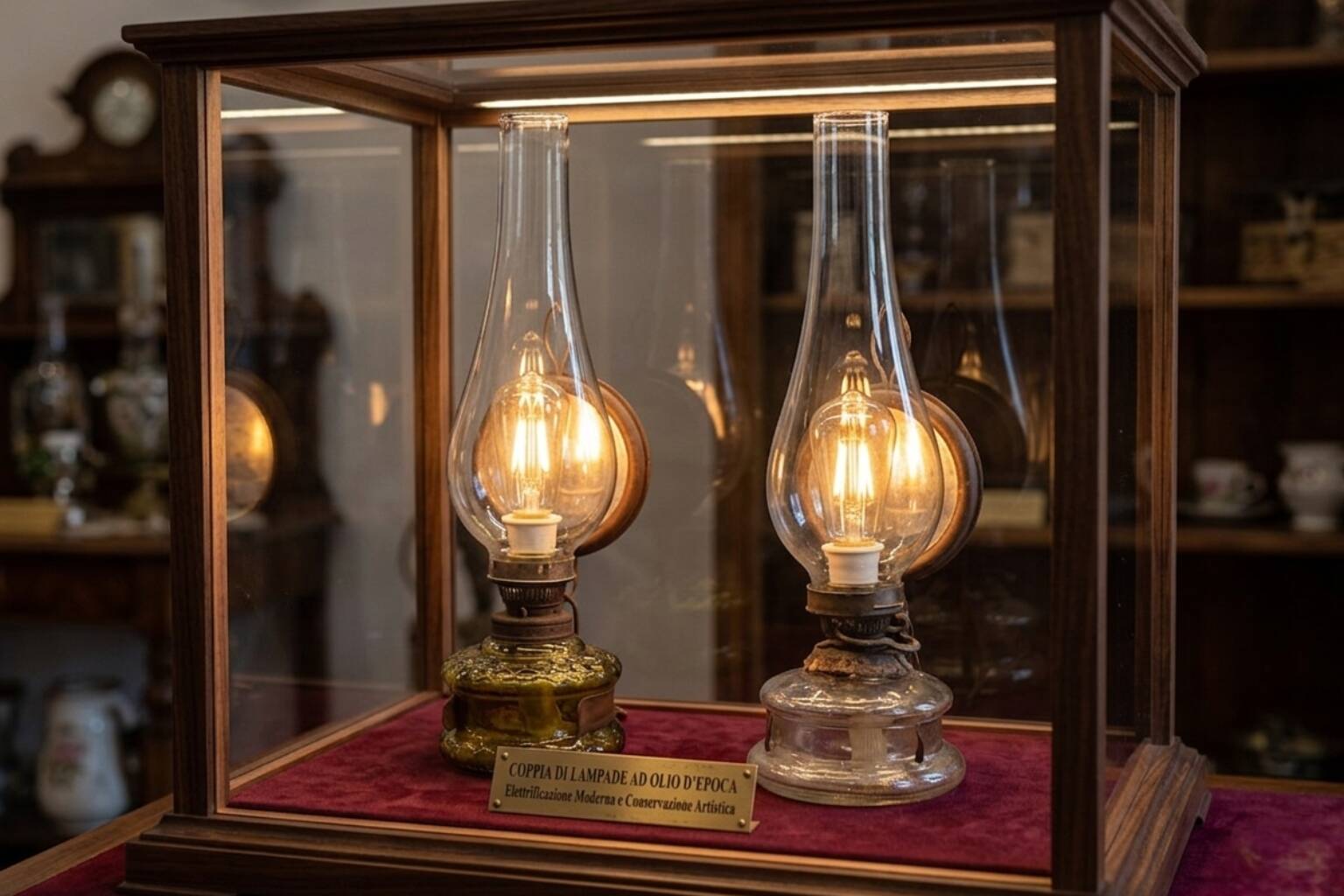 Coppia di Lampade Vintage DITMAR – Antiche Lampade a Olio Elettrificate con