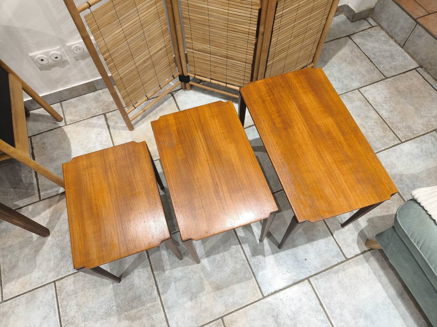 Vintage Scandinavian nesting coffee table in solid teak