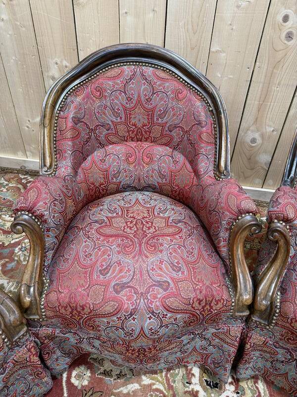 Suite de 4 fauteuils crapaud époque Napoléon III