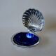 Shell pocket in silver metal and blue glass interior from the 60s and 70s