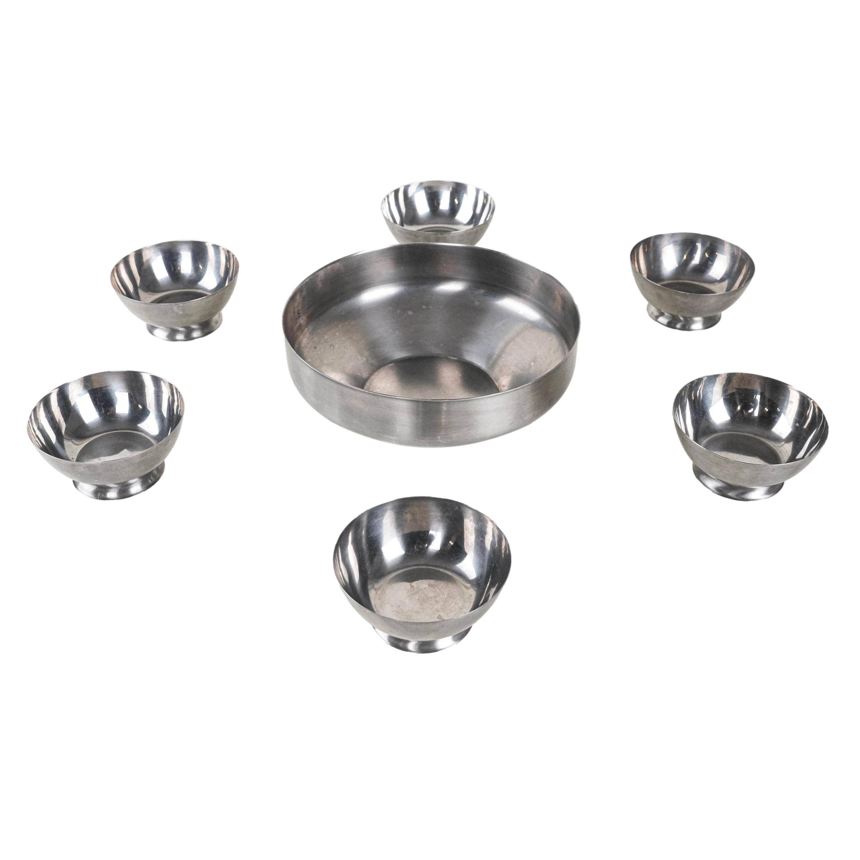 Set of stainless steel bowls, Italian design, 1980s, made in Italy