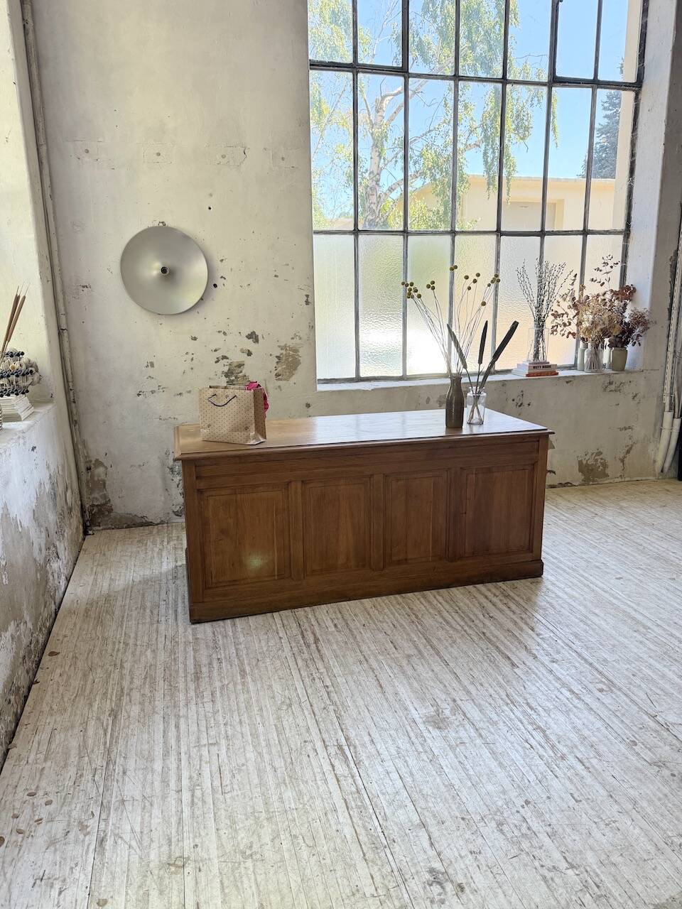 1950s oak office counter