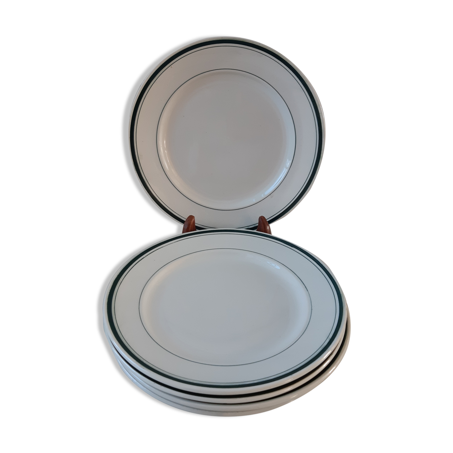 Set of 5 small flat plates Moulin des Loups years 50-60