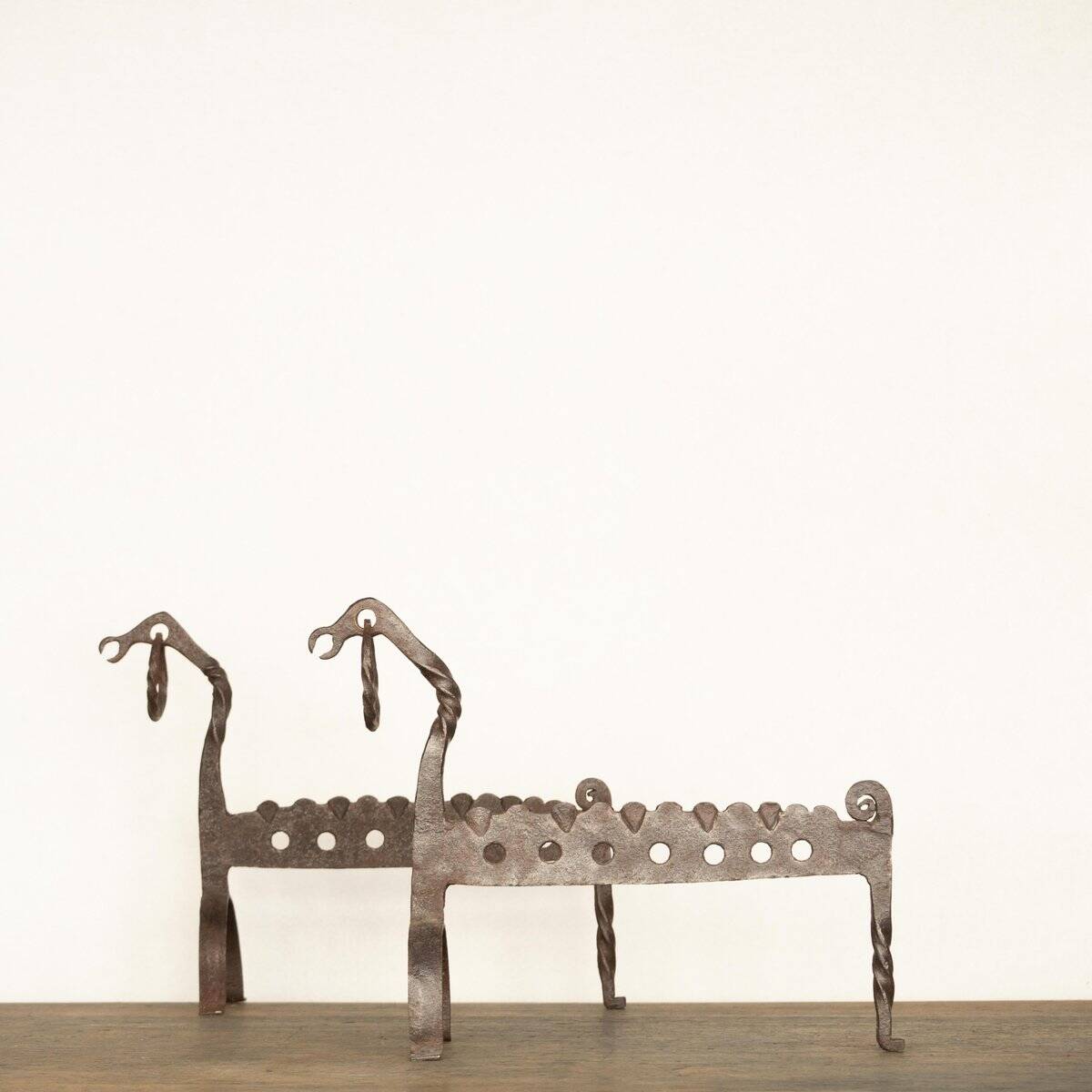 Hand-forged zoomorphic candle holders, Italy, 1950s, set of 2