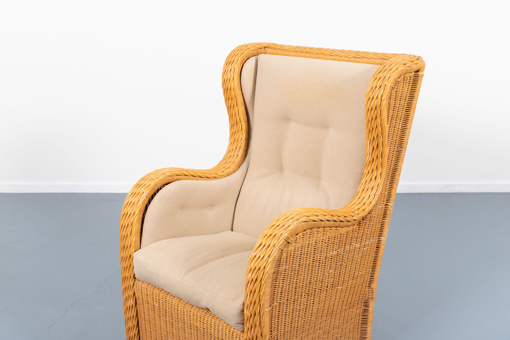 Vintage lounge armchair in wicker Italian design