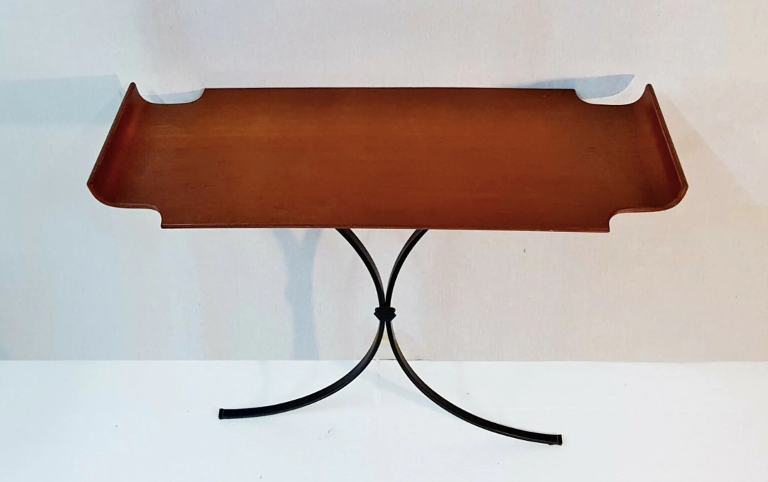 Vintage wall console in plywood, Italy 50s