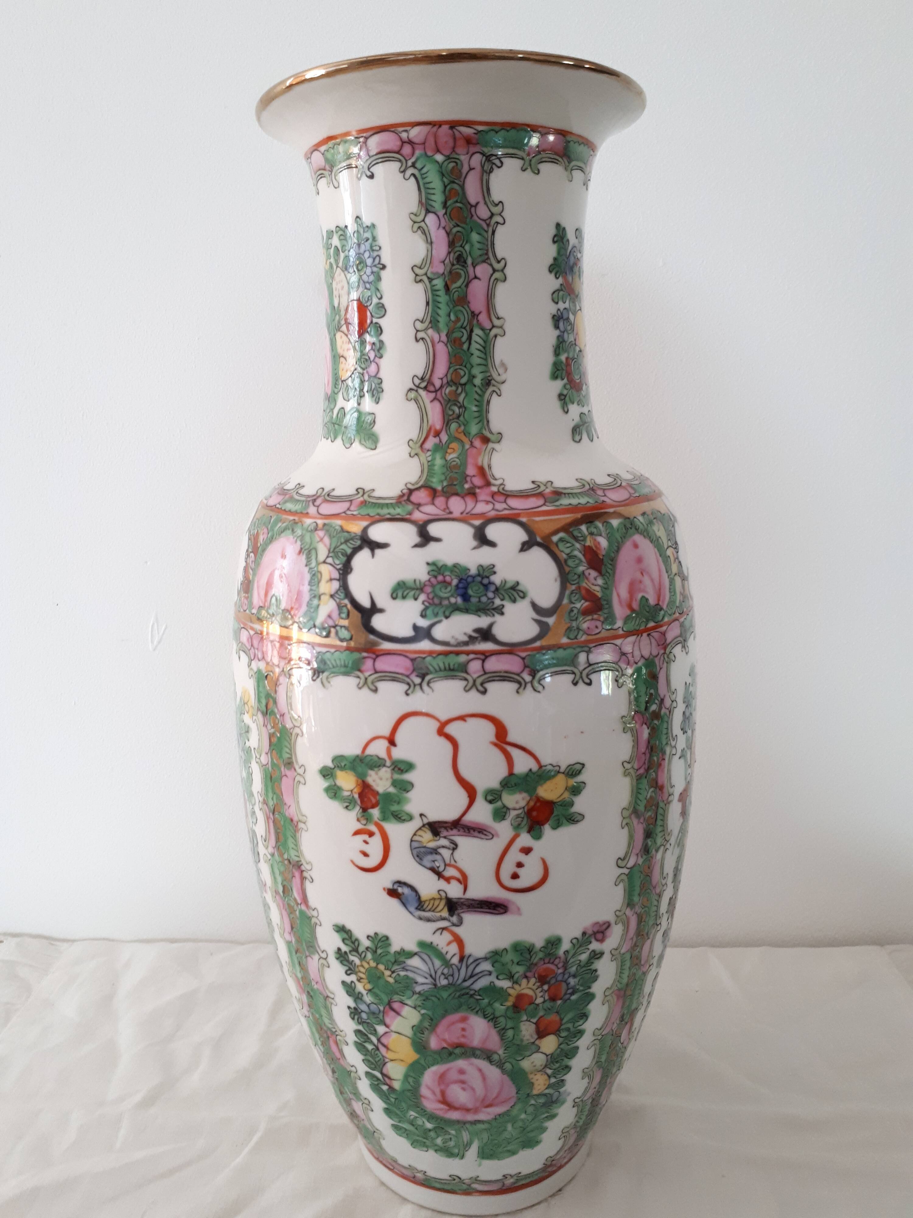 Chinese hand-painted porcelain vase, signed