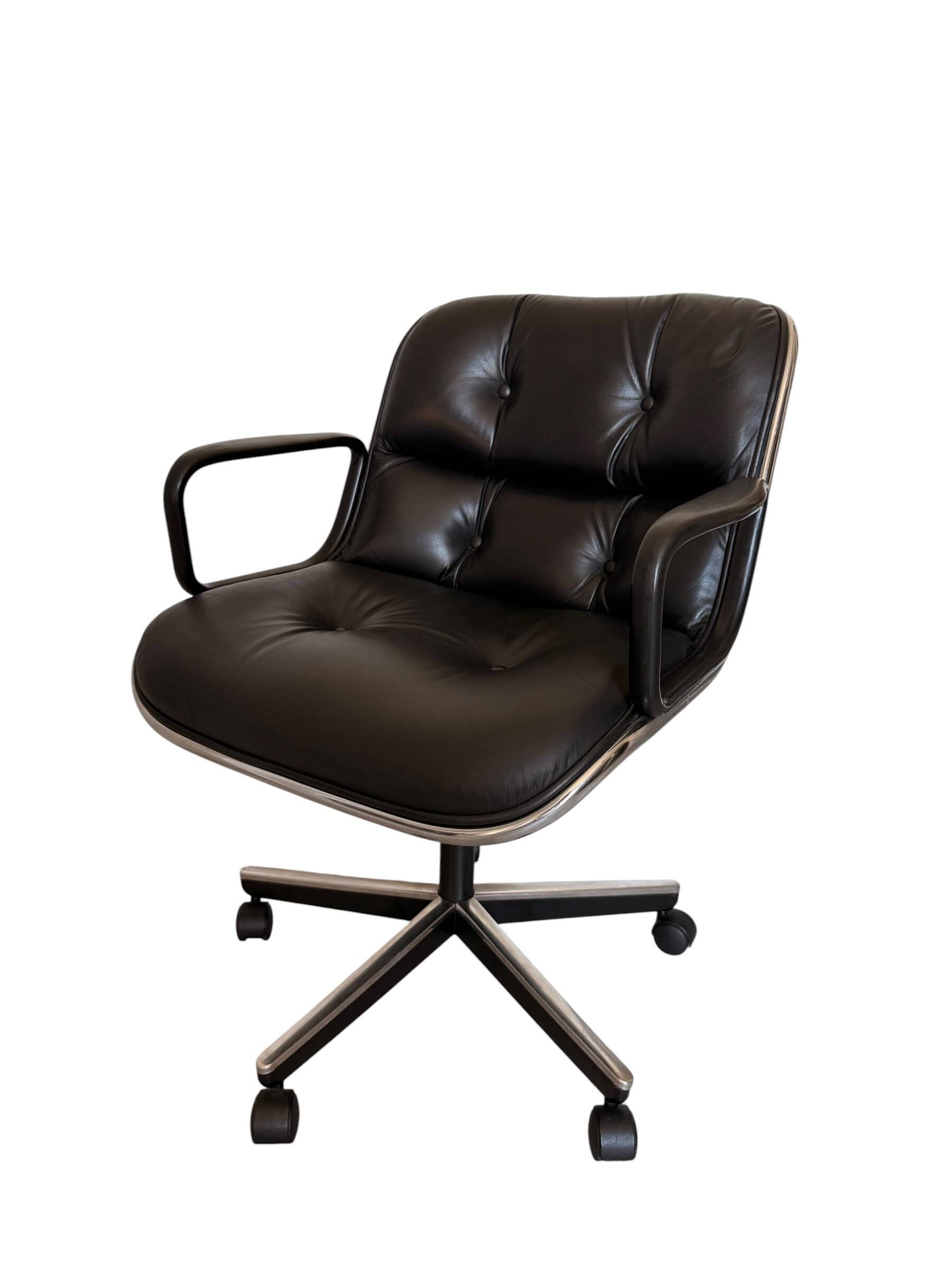 Charles Pollock Knoll Office Chair - Black Leather (Signed Model)