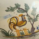 Beard dish barber in faience nevers or la rochelle decor au coq 20 eme