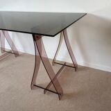 Office glass tray on trestles altuglass 1970s