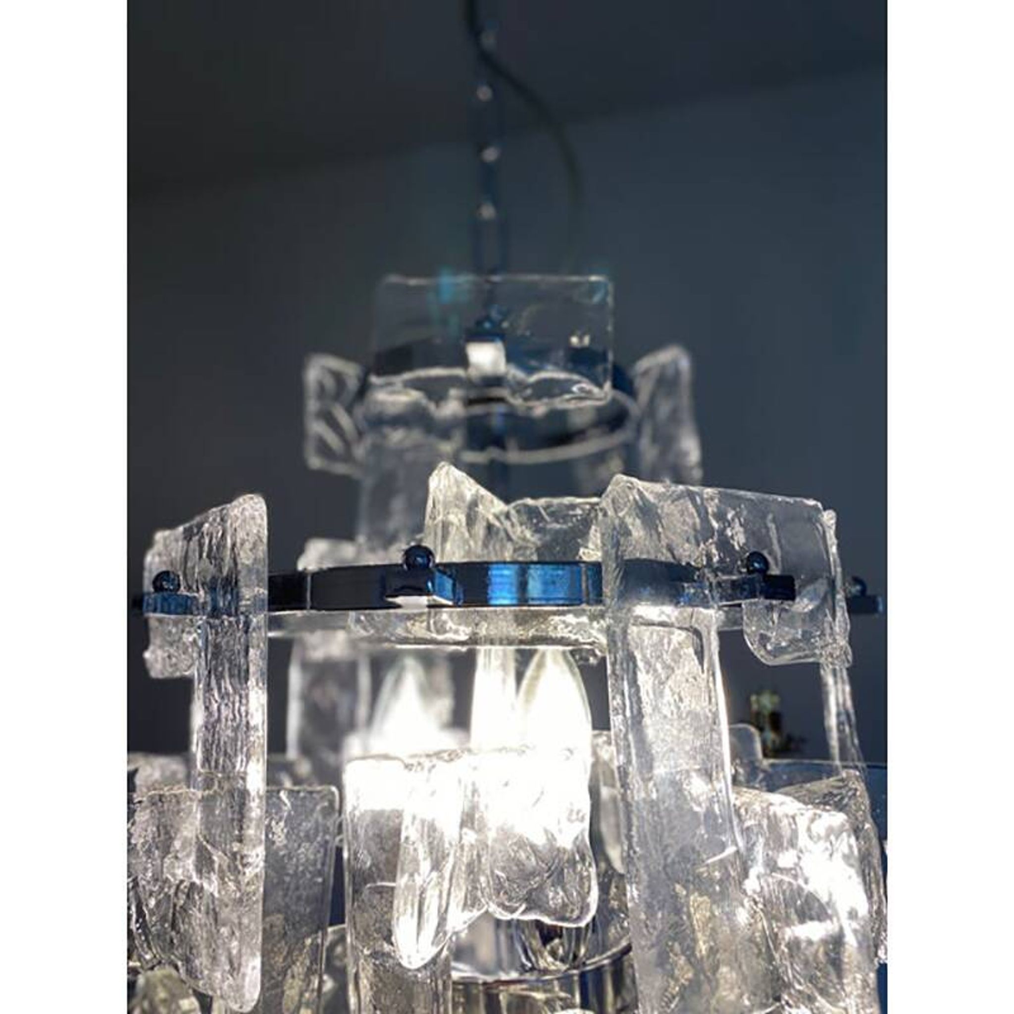 21st Century Transparent and Silver Chandelier in Murano Glass