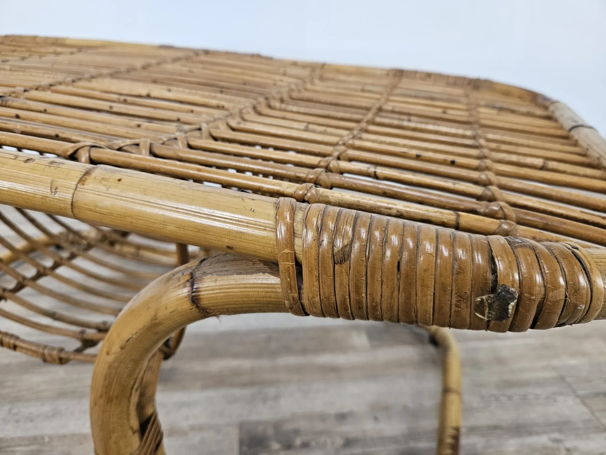 Vintage wicker side table, 1970