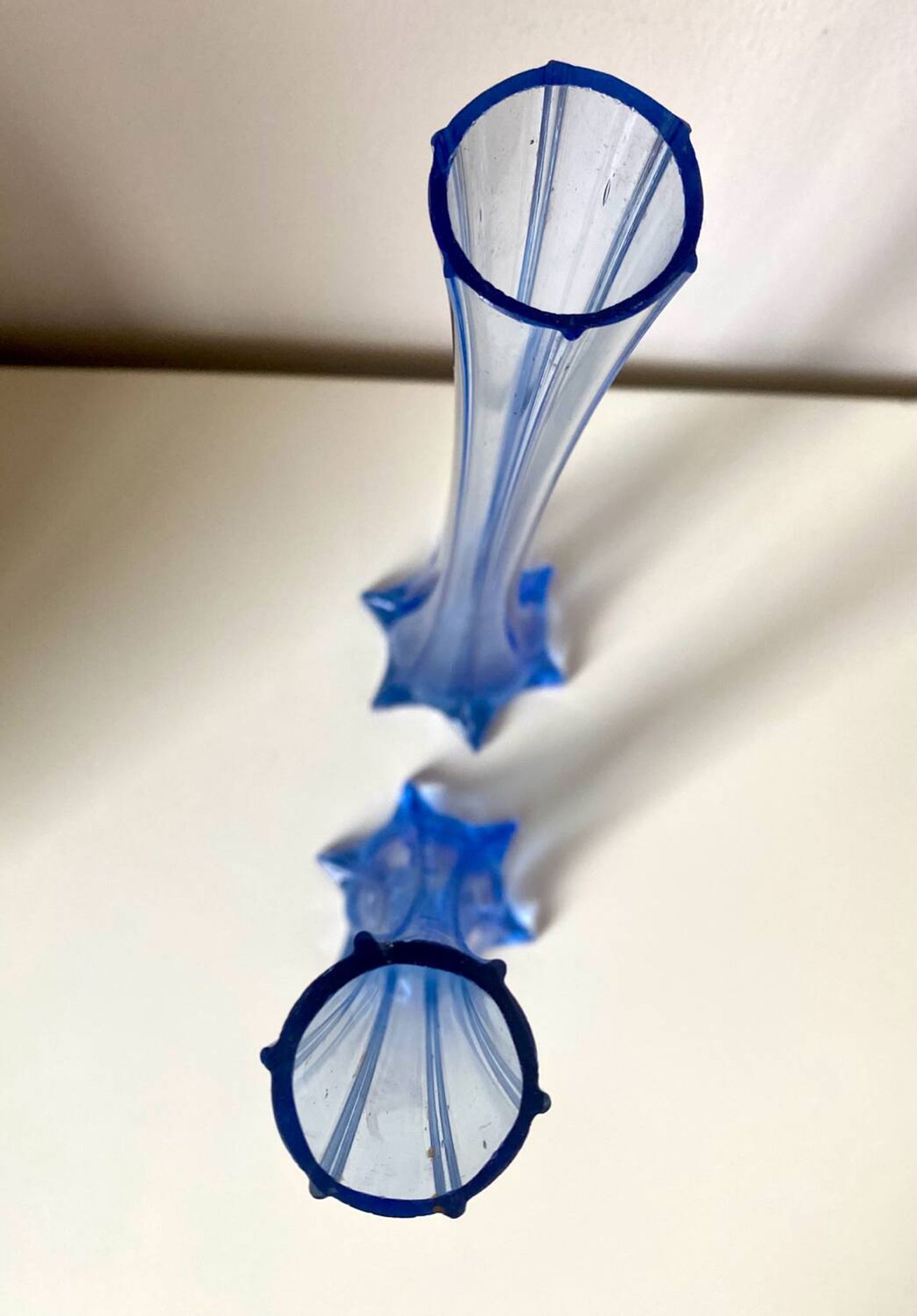 Pair of old blue soliflores