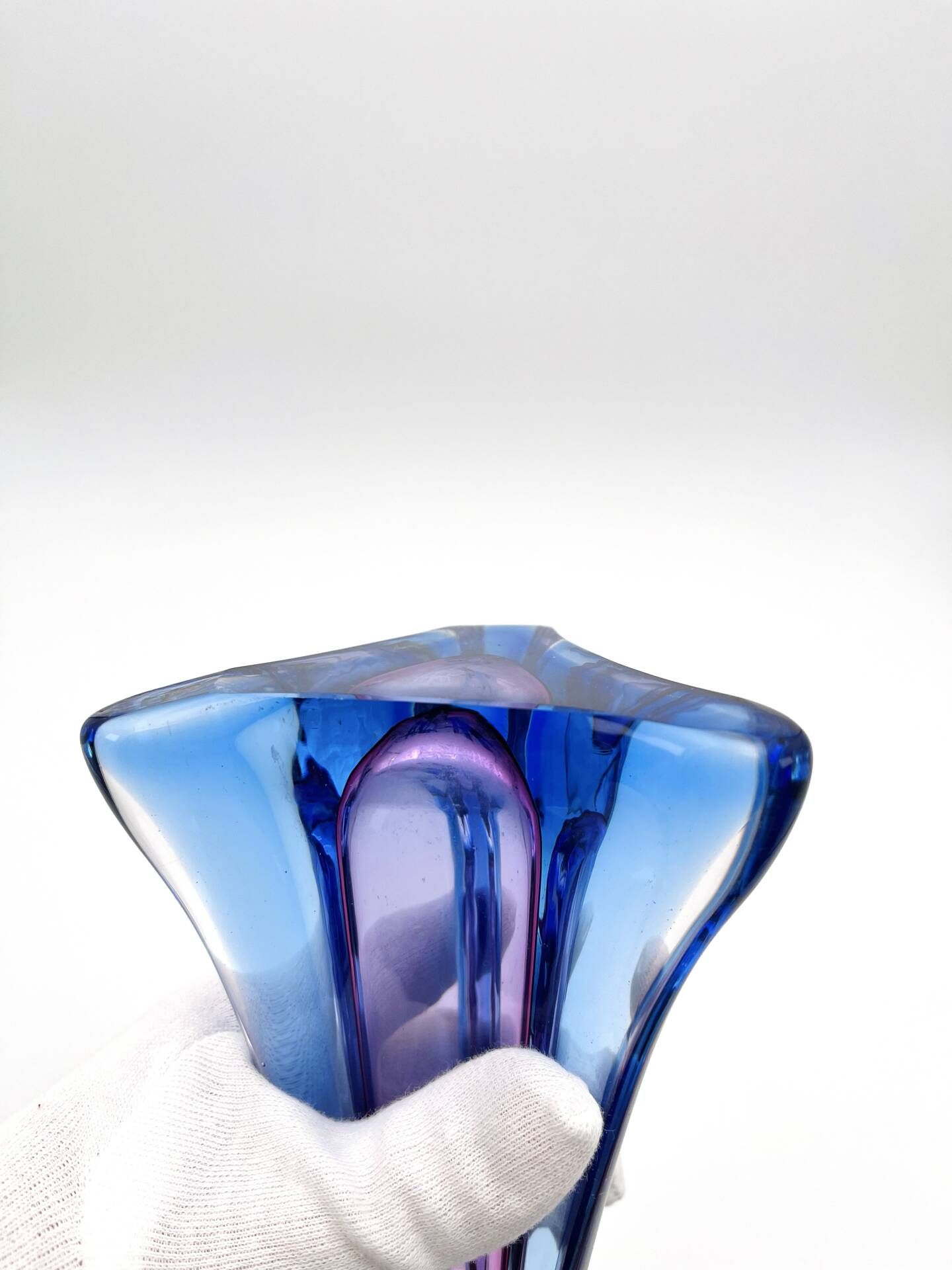 Large Sommerso Vase Murano Violet Blue 34cm