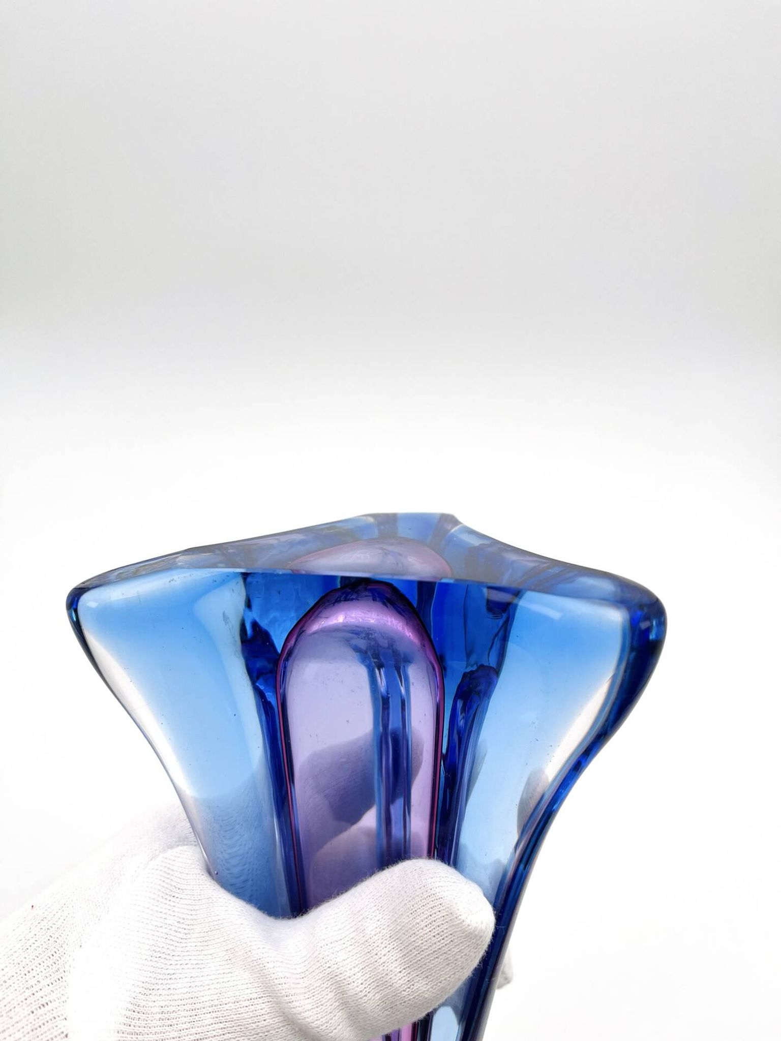 Vase Sommerso Murano violet et bleu
