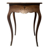 Louis XV style work table in marquetry wood, 20th century