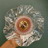 Vintage pink and clear glass tulip wall light.