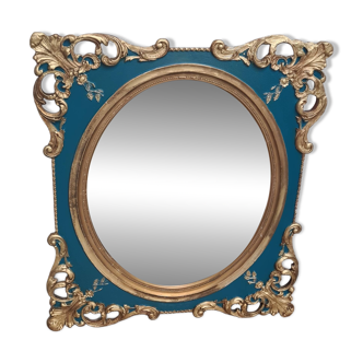 Miroir en bois sculpté doré style Louis XV   h74x64