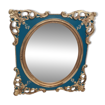 Miroir en bois sculpté doré style Louis XV   h74x64