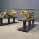 Brass and marble jaguar coffee table, 1970s