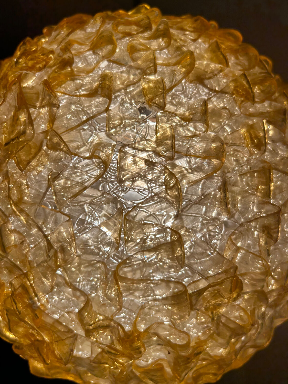 70s amber plastic chandelier