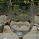 Set of 3 antique water glasses in engraved glass.