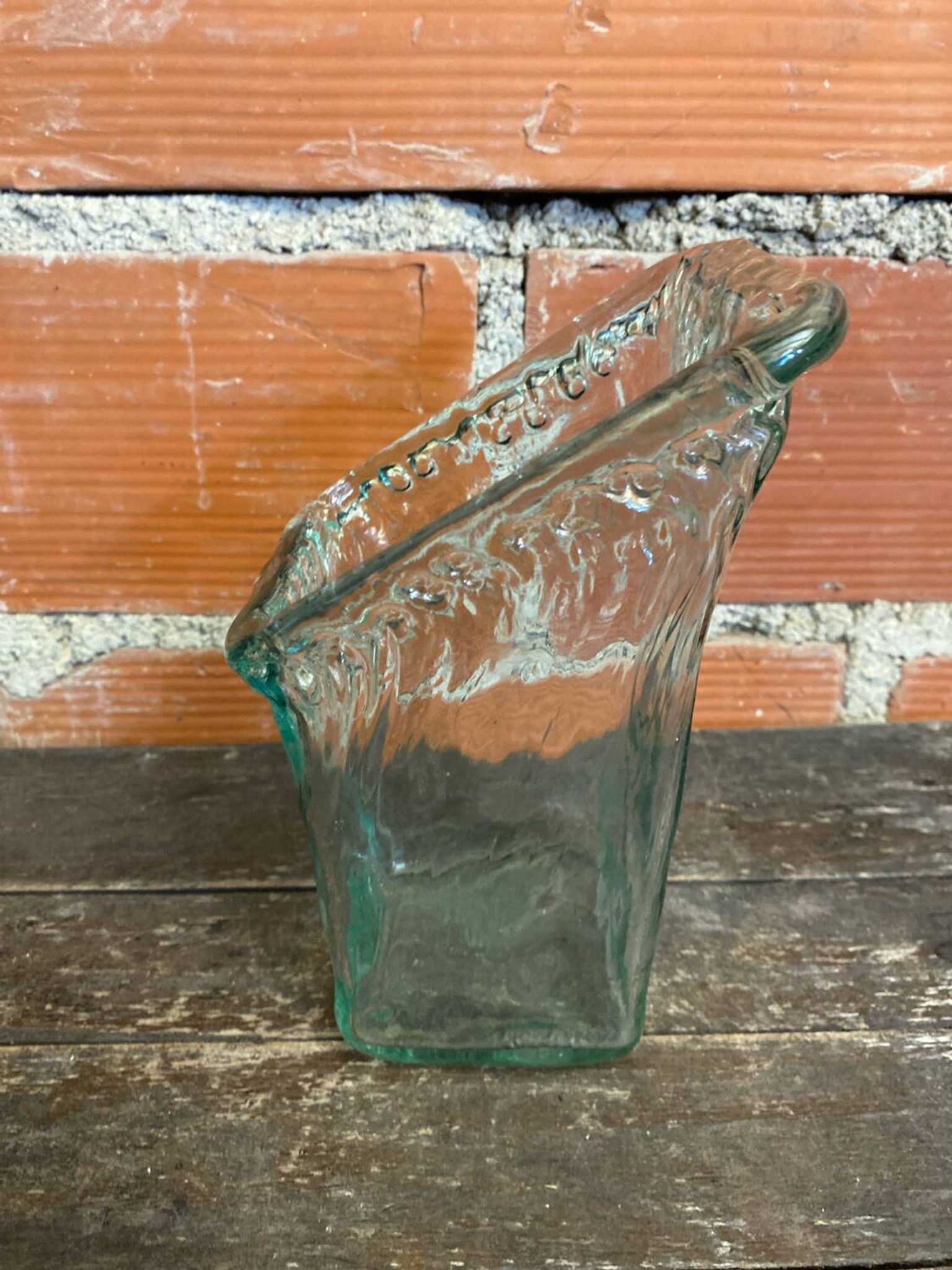 Vase Ancien Design Cascade Verre Bullé Vintage #C868
