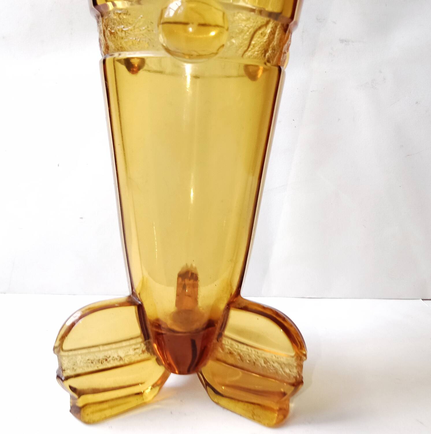 Stölzle Art Deco Amber Orange Tulip Vase 1930