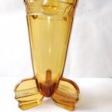 Stölzle Art Deco Amber Orange Tulip Vase 1930