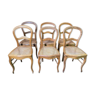 Suite de 6 chaises Louis Philippe frêne