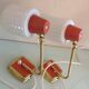 Pair of bedside lamps in structured white opaline and brass, vintage 60