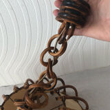 Vintage rattan pendant lamp with paper lampshade