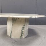 Vintage octogonal white marble coffee table, 1970s