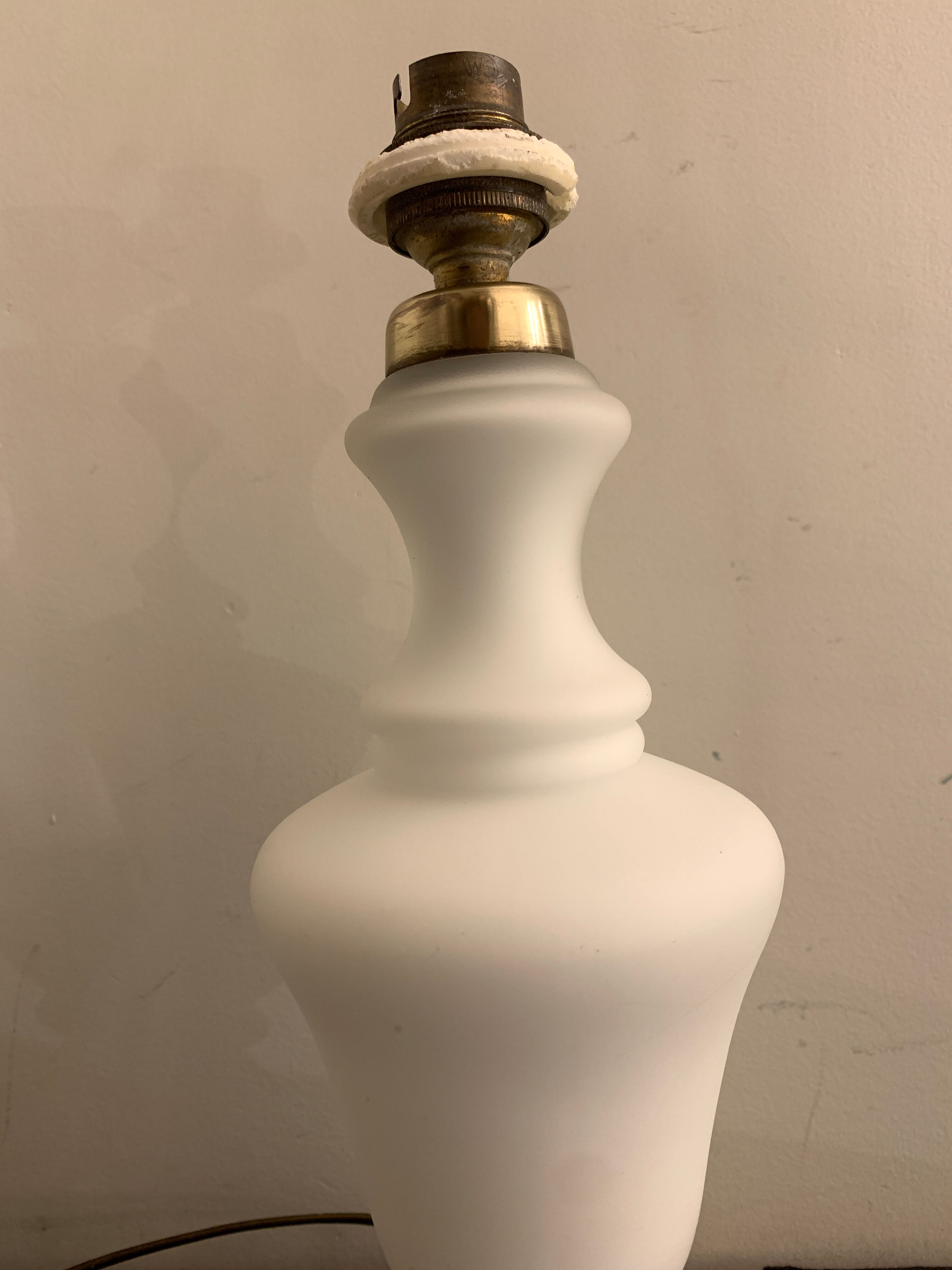 Lamp foot in Opaline de Sèvres and brass, 1950