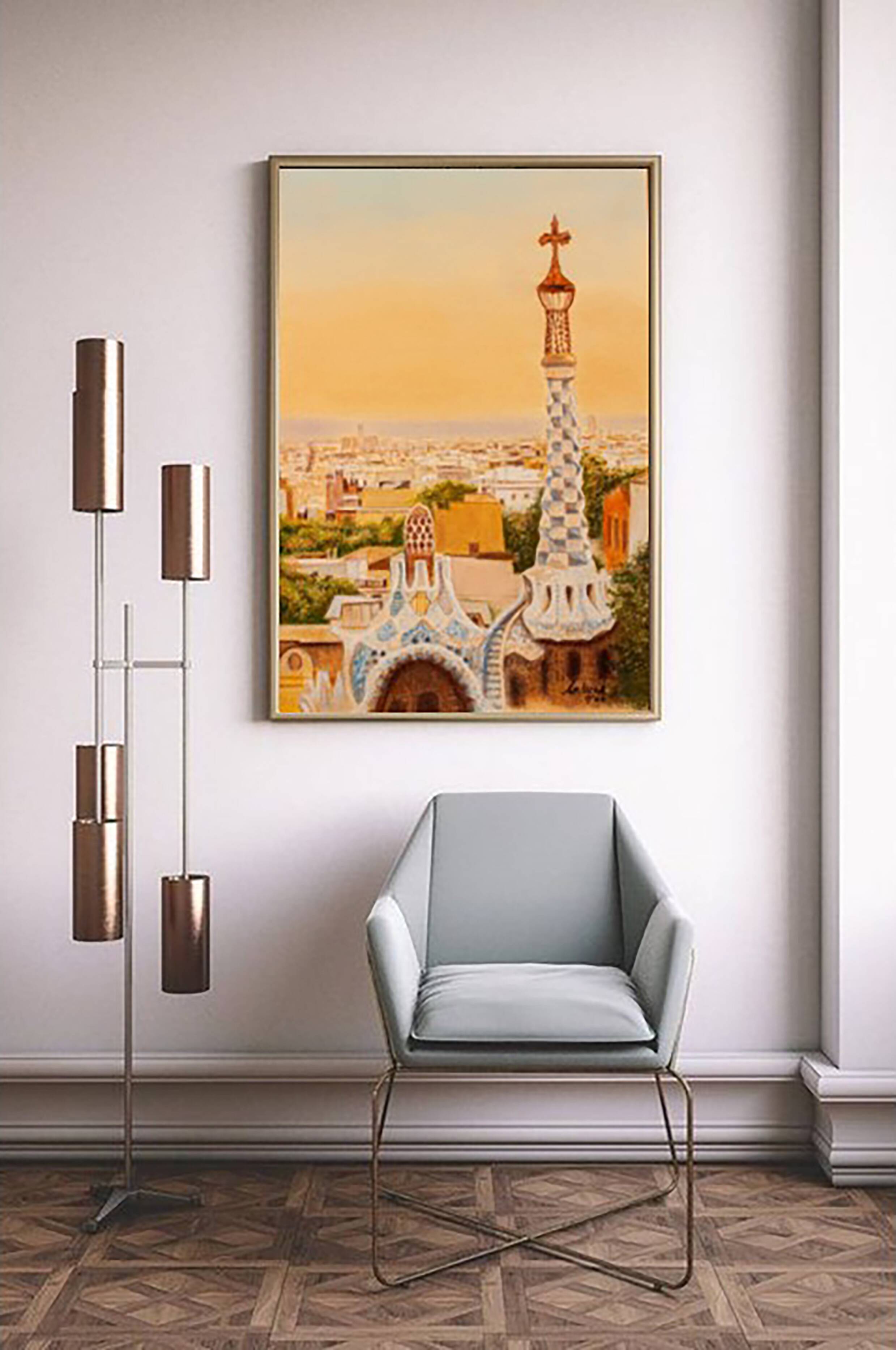 BARCELONA CUADRO VISTA DESDE EL PARQUE GUELL.