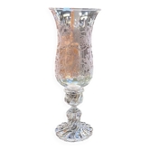 Baccarat crystal lantern with engraved foliage decoration.