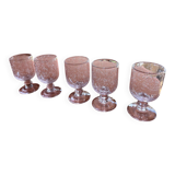Set of 5 pink bubble glasses – Biot glassware – vintage** Pretty lo