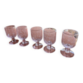 Set of 5 pink bubble glasses – Biot glassware – vintage** Pretty lo
