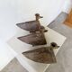 Series of three brutalist Folk Art candle holders
